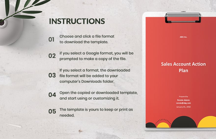 Sales Account Action Plan Template