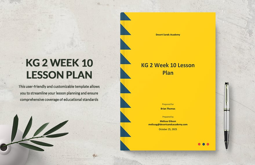Free KG 2 Week 10 Lesson Plan Template