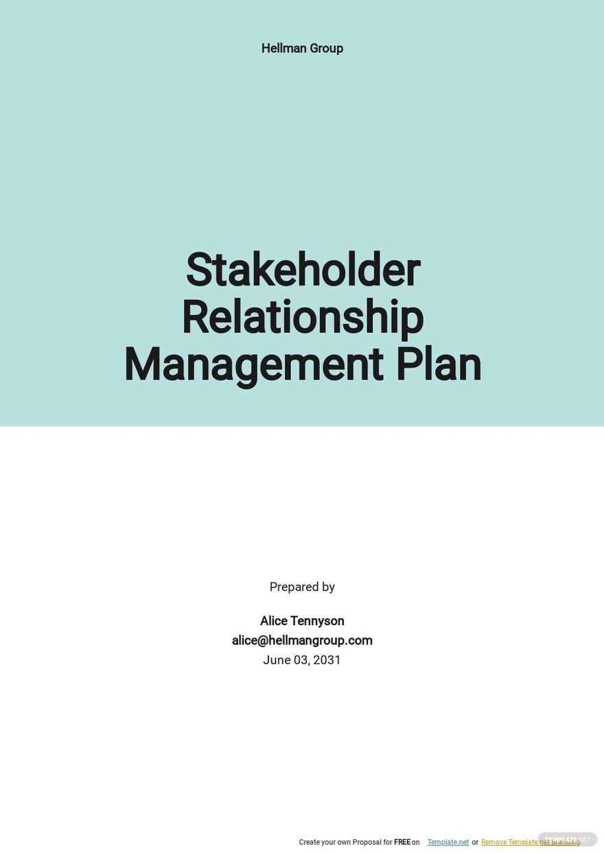 Stakeholder Relationship Management Plan Template