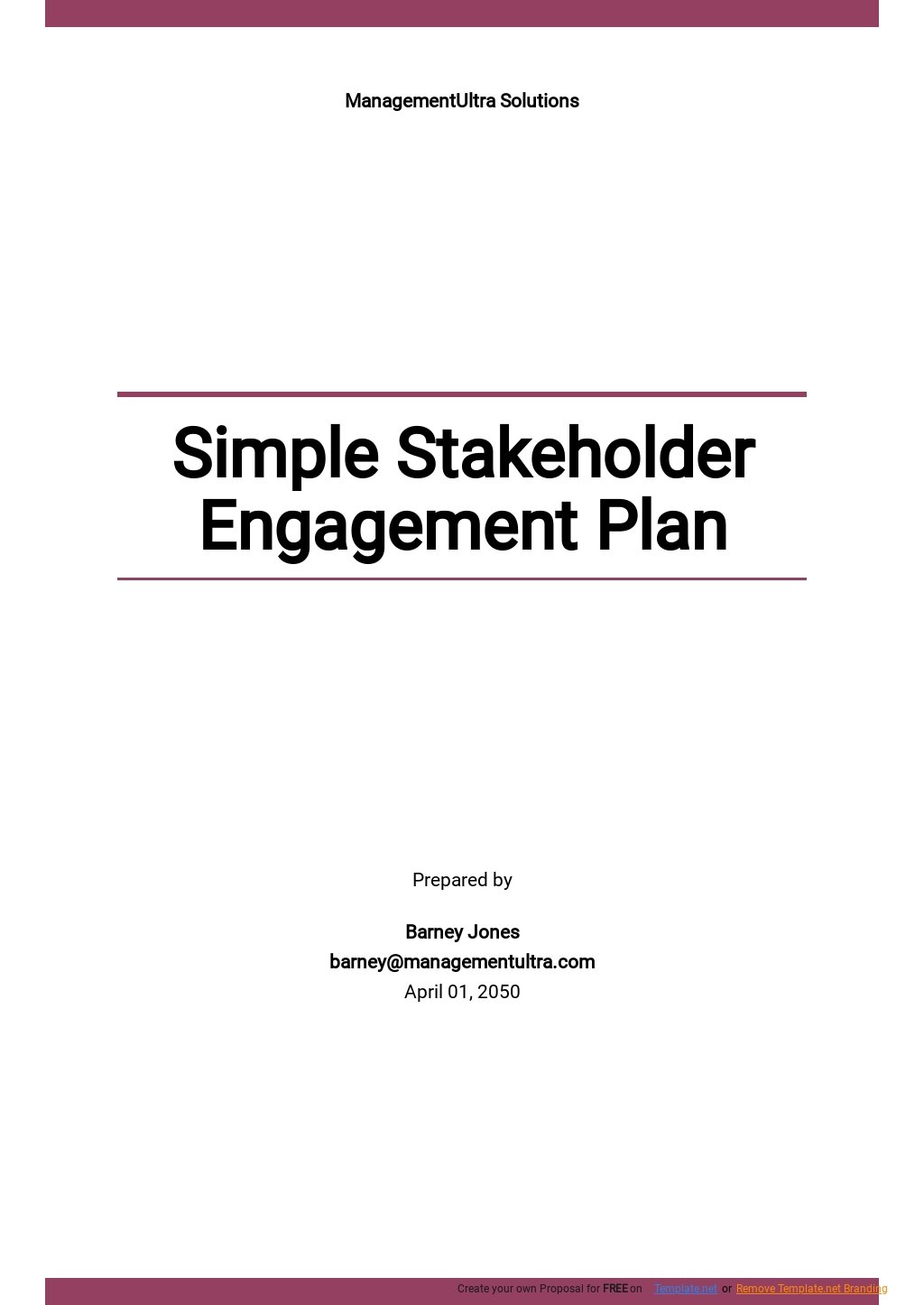 Free Simple Stakeholder Engagement Plan Template