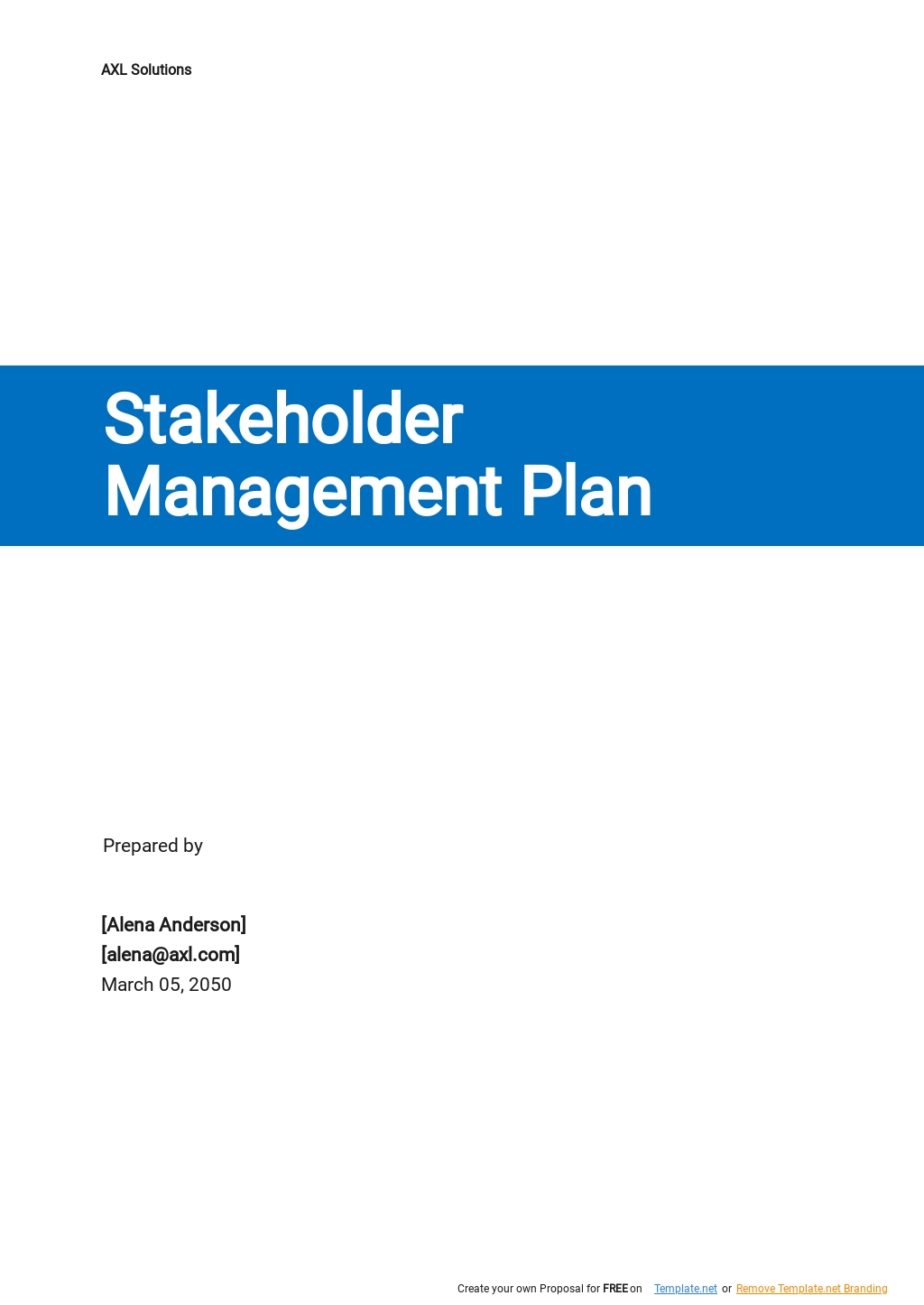 Free Sample Stakeholder Management Plan Template