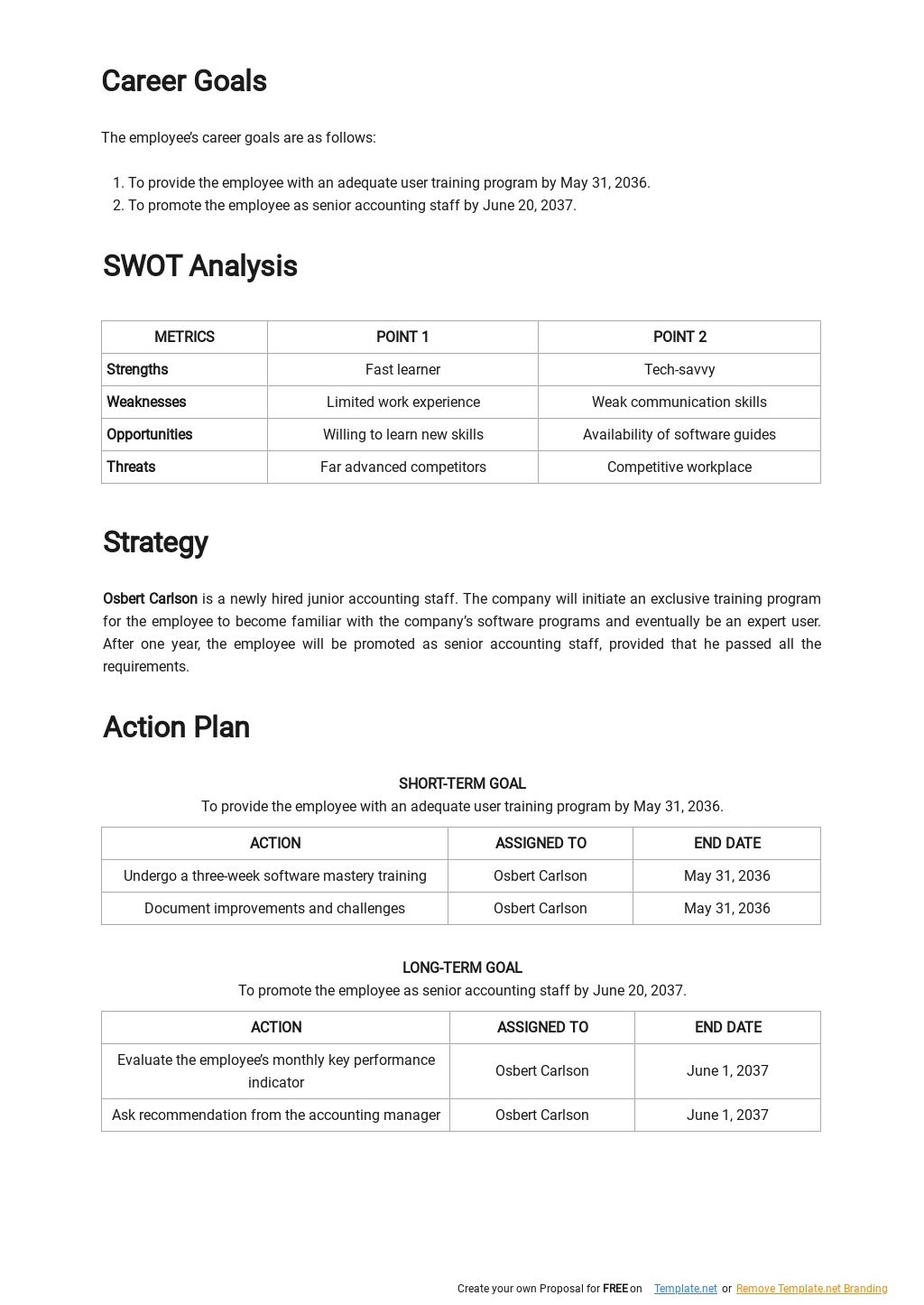 Free Sample Staff Training and Development Plan Template | Google Docs ...