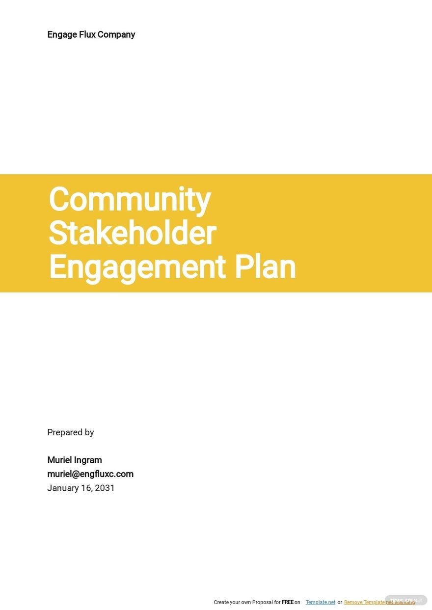 Community Stakeholder Engagement Plan Template