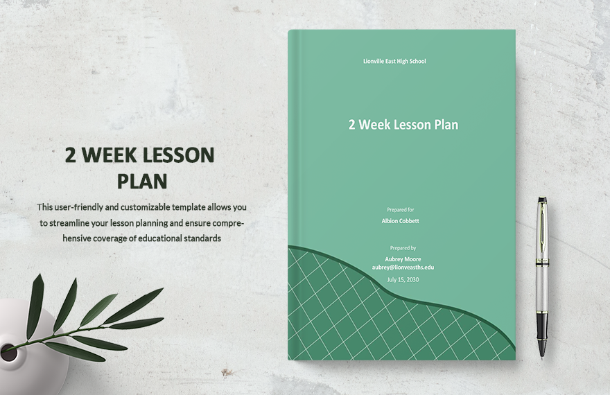 Free Sample 2 Week Lesson Plan Template