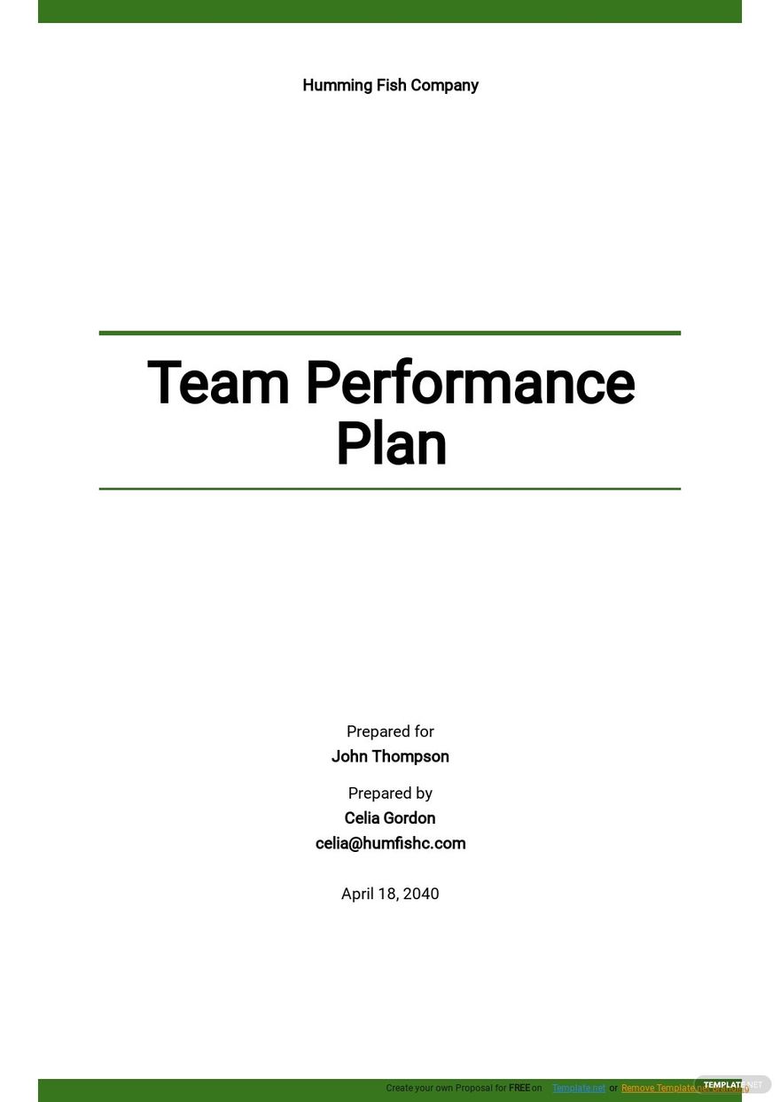 Team Performance Plan Template - Google Docs, Word, Apple Pages, PDF ...