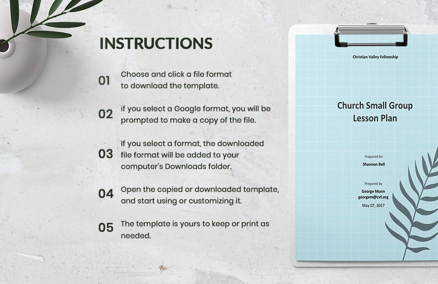 Church Small Group Lesson Plan Template