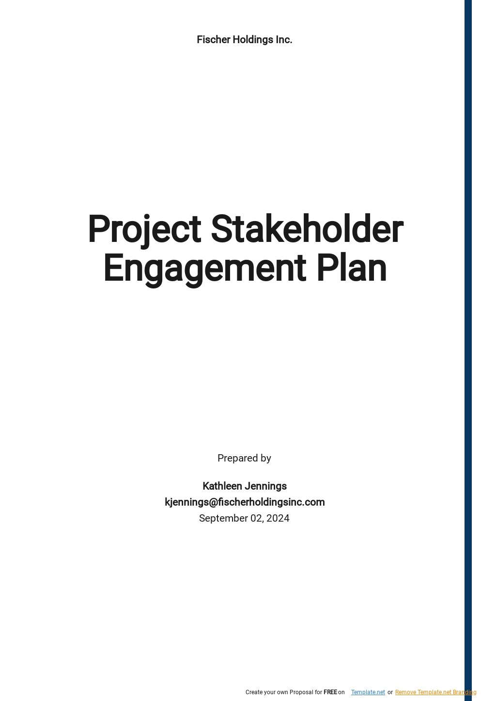 Project Stakeholder Engagement Plan Template