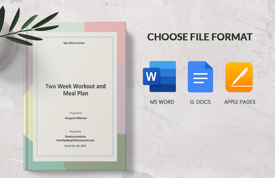 Two Week Workout And Meal Plan Template
