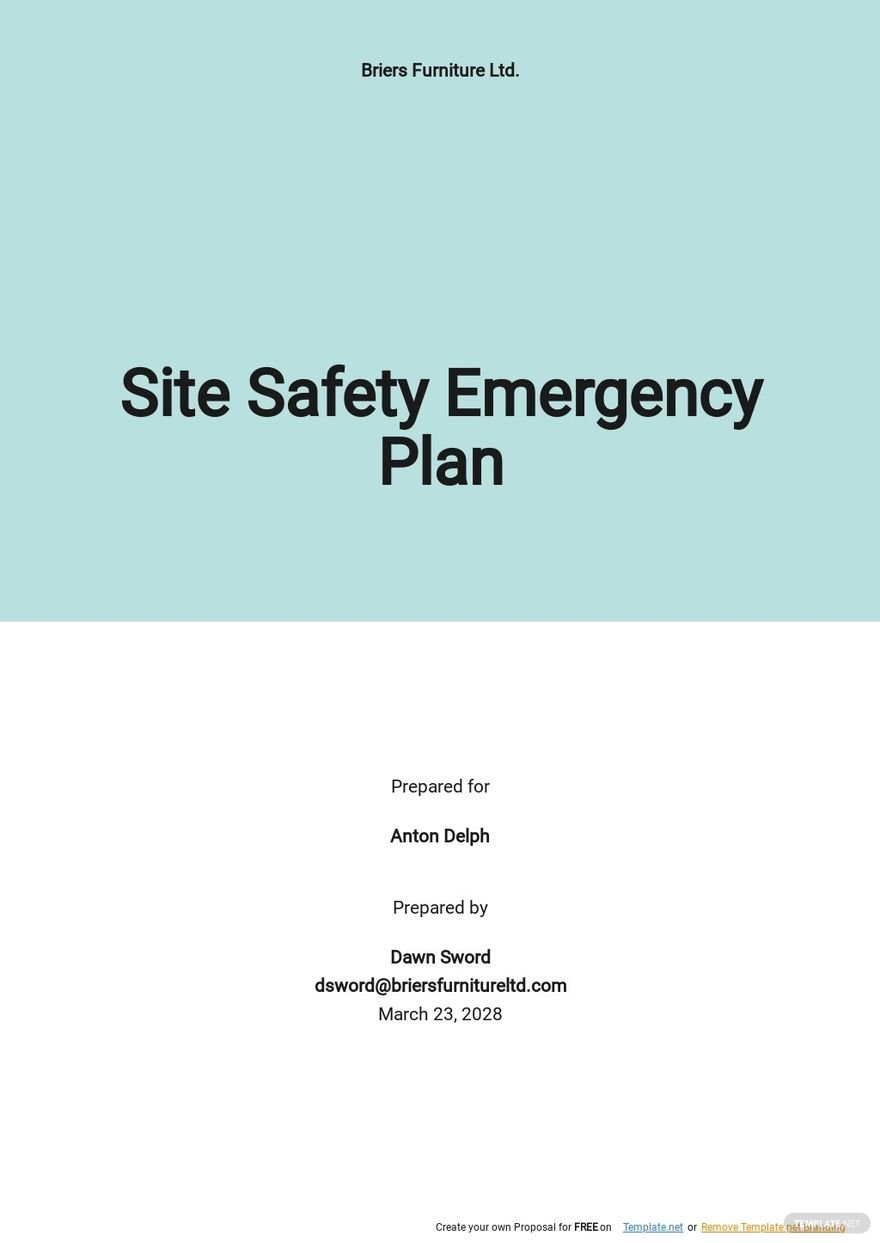 Site Safety Emergency Plan Template