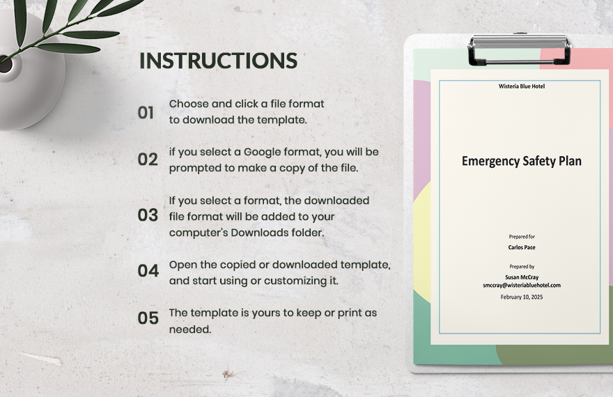 Sample Emergency Safety Plan Template