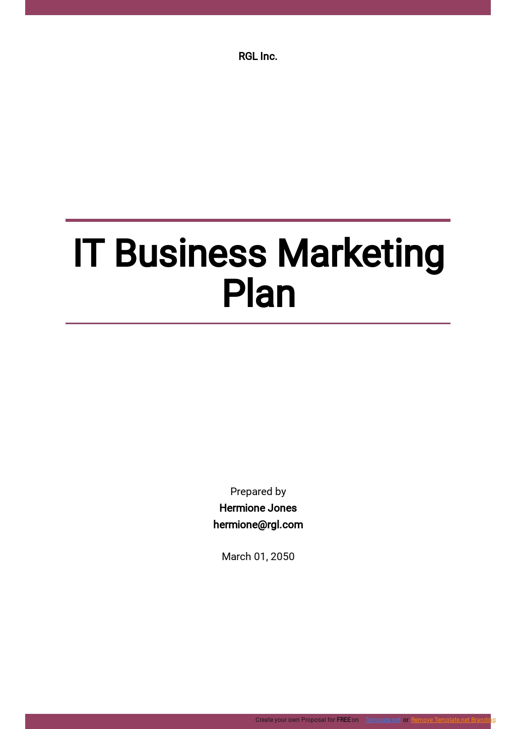 Free Sample IT Business Marketing Plan Template