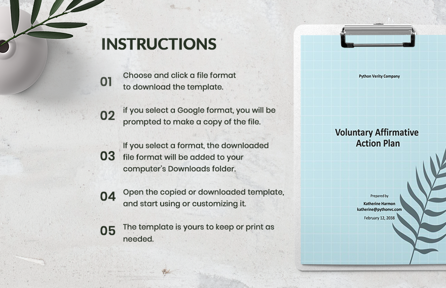 Voluntary Affirmative Action Plan Template