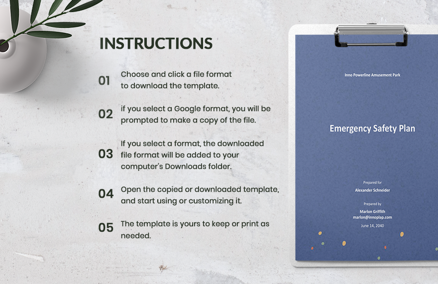Simple Emergency Safety Plan Template