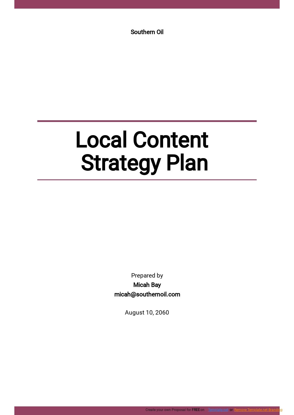 Local Content Strategy Plan Template