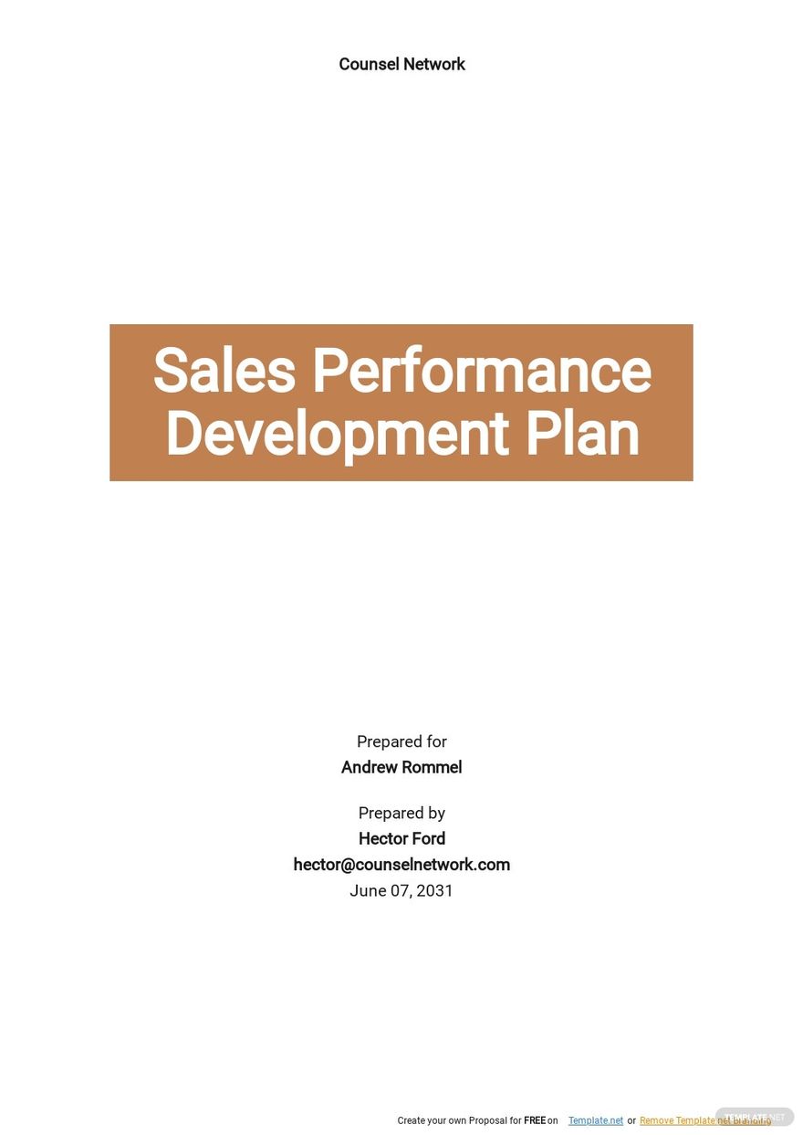 Sales Performance Development Plan Template