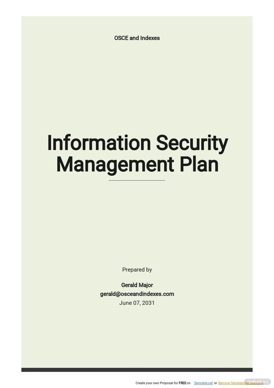 Information Security Management Plan Template Google Docs, Word