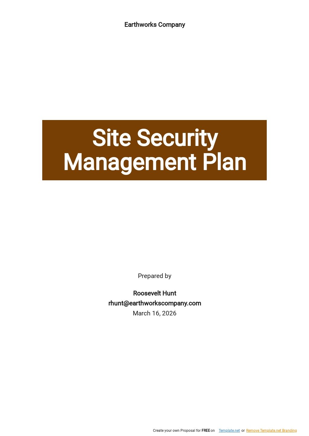 Site Security Management Plan Template
