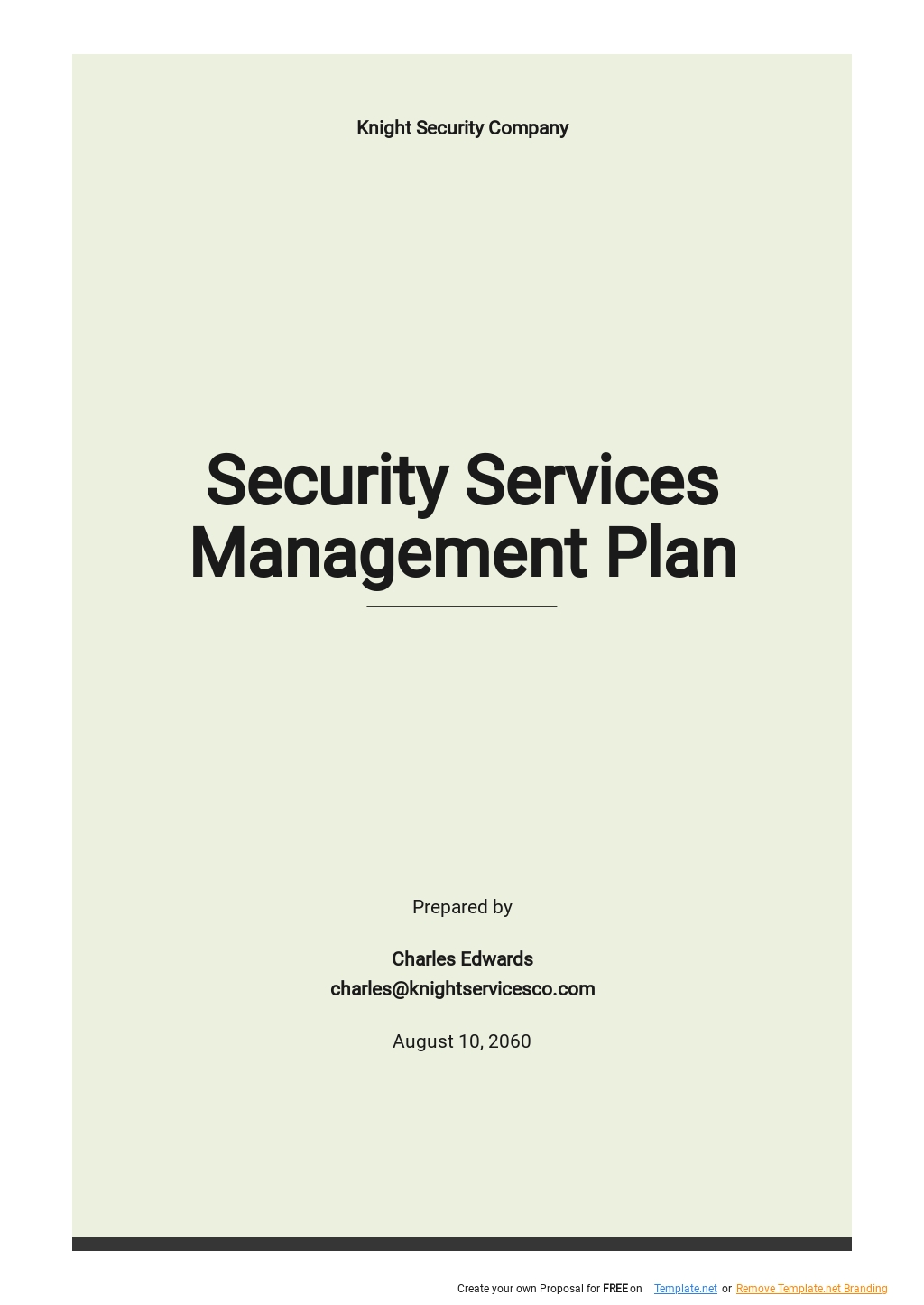 Security Services Management Plan Template 