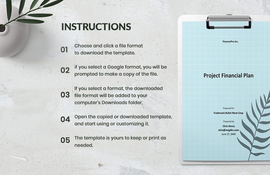 Simple Project Financial Plan Template