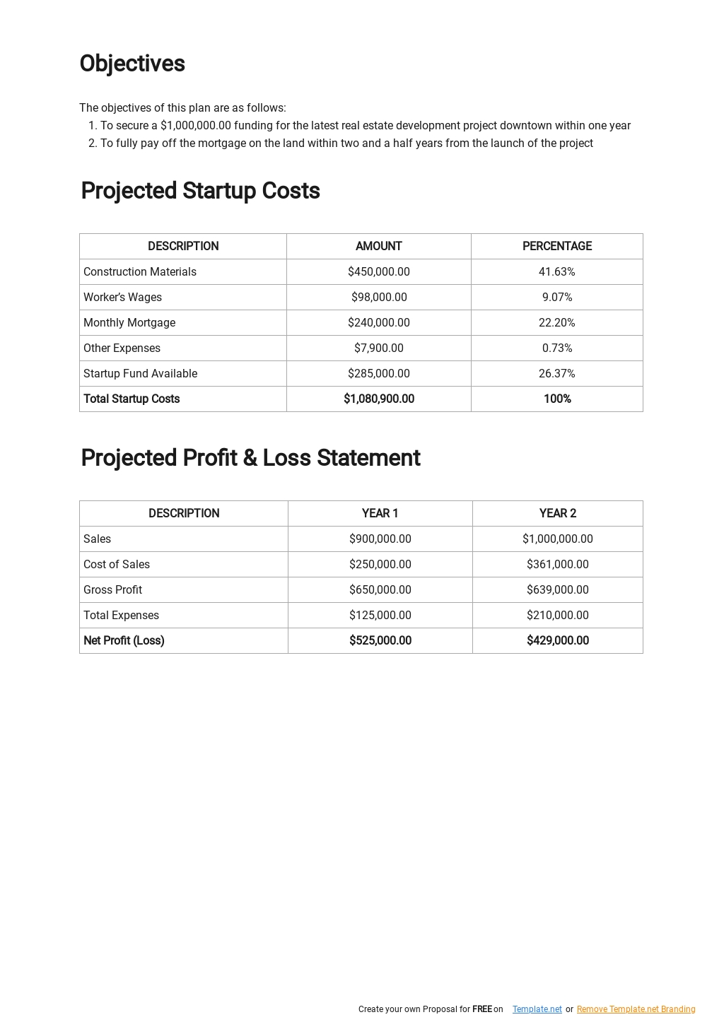 real-estate-project-financial-plan-template-google-docs-word-apple