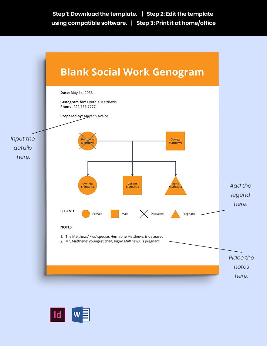 Blank Social Work Genogram Template