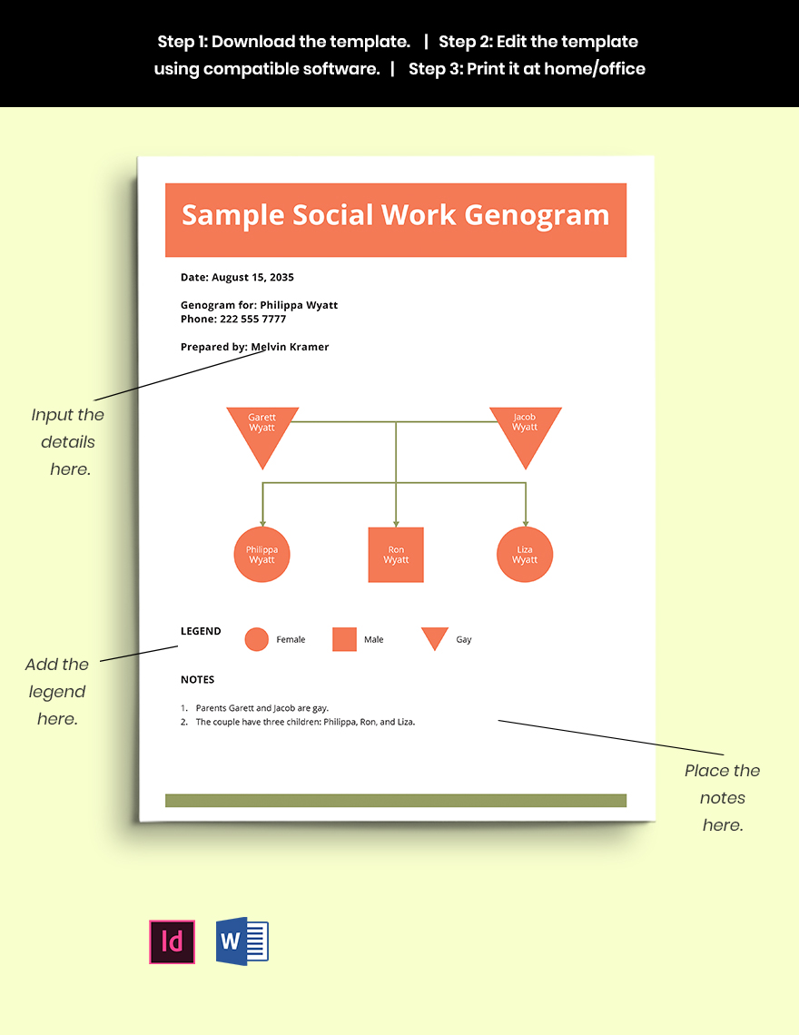 Sample Social Work Genogram Template