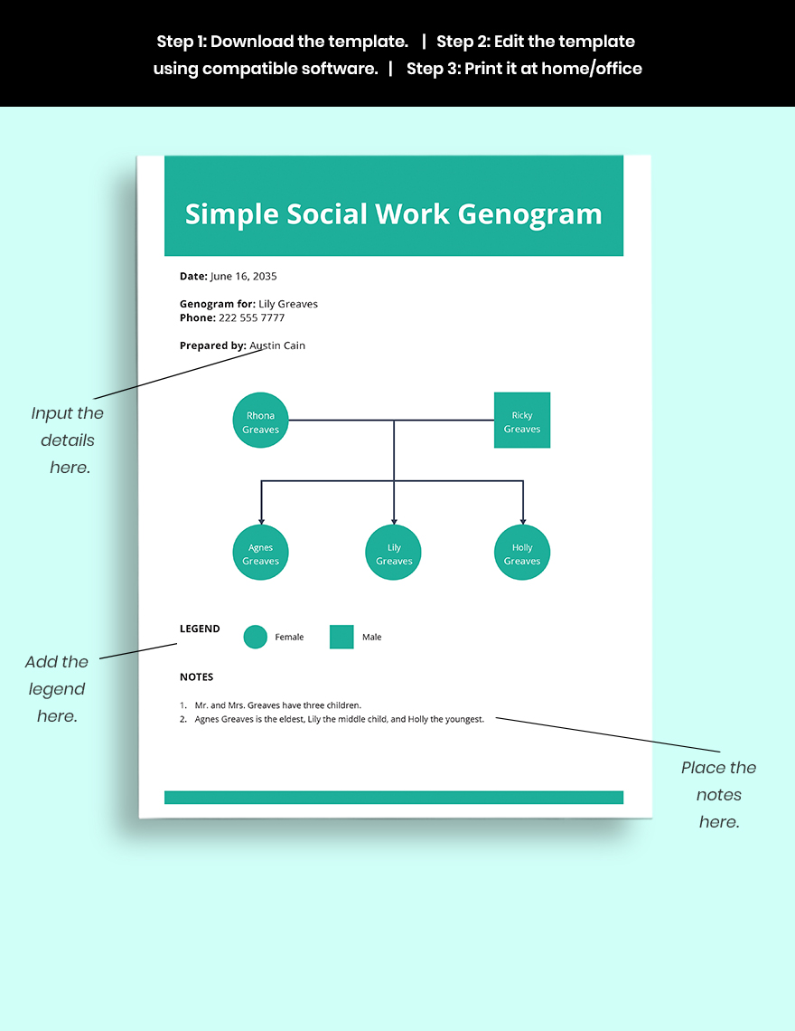 social work genogram template word