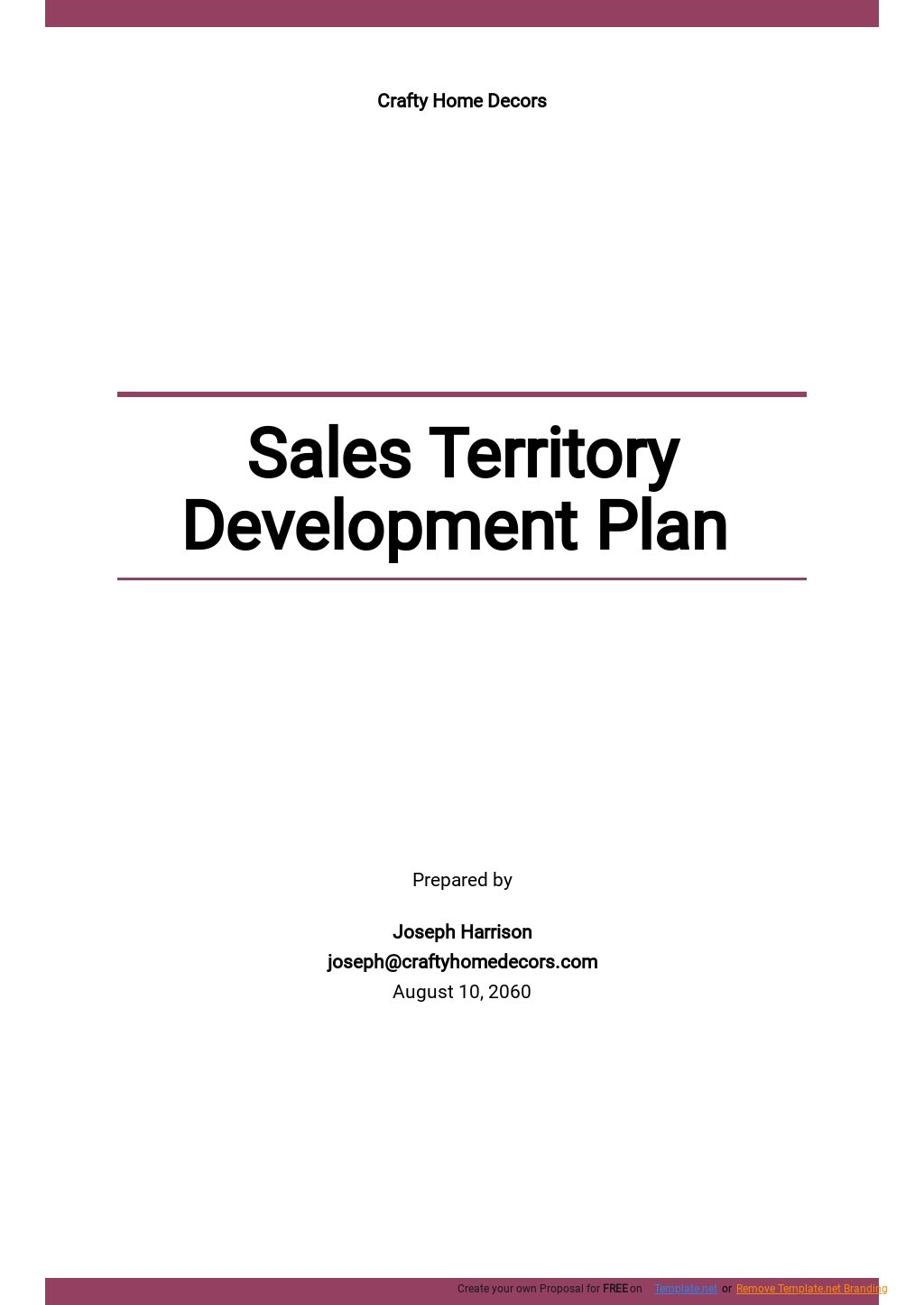 Free Sales Territory Development Plan Template