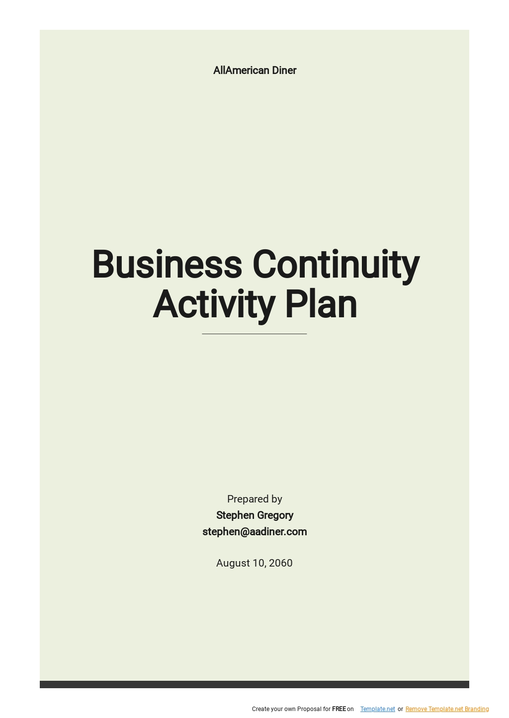 Business Continuity Activity Plan Template 