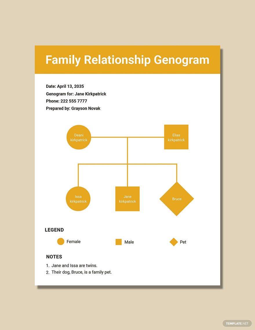 Family Relationship Genogram Template