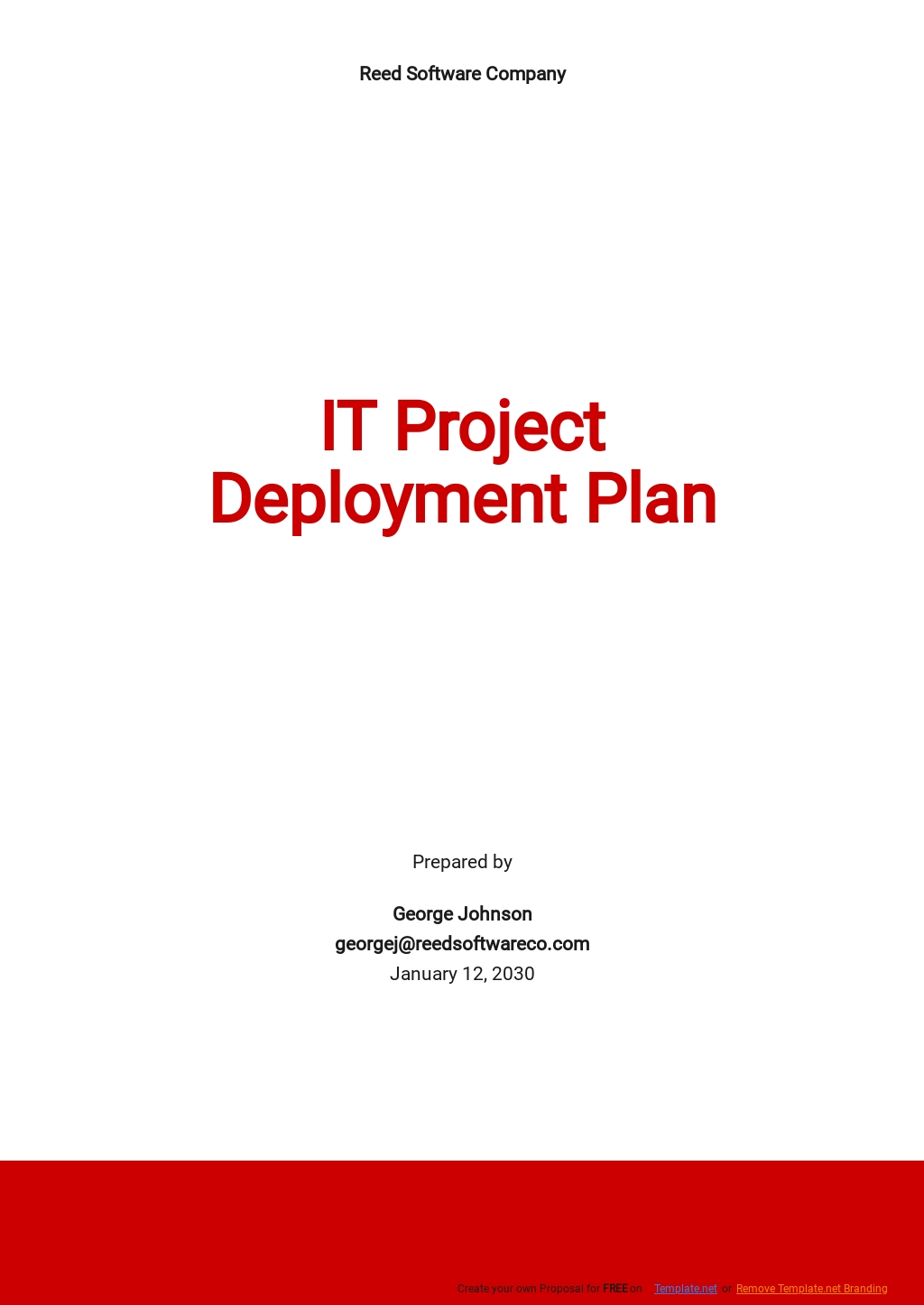 IT Project Deployment Plan Template