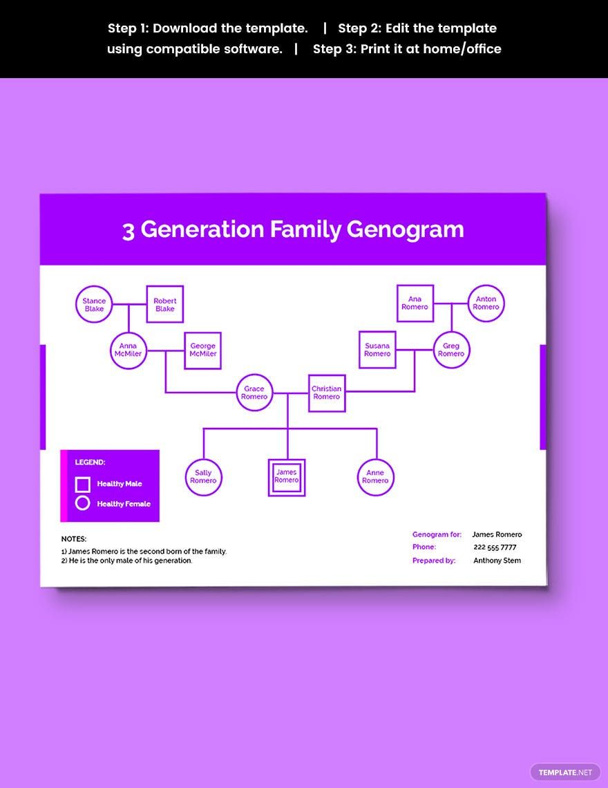 3 Generation Family Genogram Template