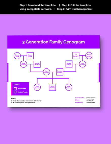 genogram 3 generation with siblings fillable pdf