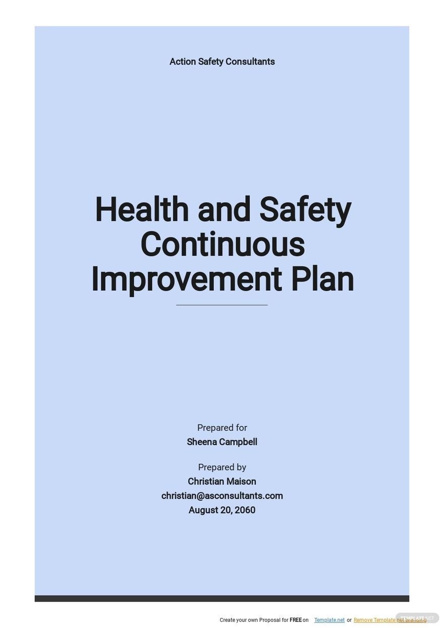 Health and Safety Continuous Improvement Plan Template 