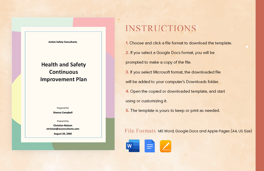 Health and Safety Continuous Improvement Plan Template 