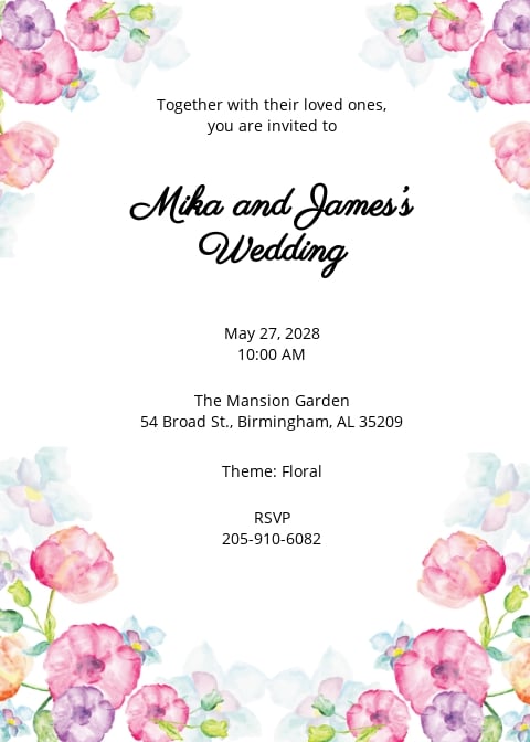 Free Watercolor Floral Wedding Invitation Template.jpe