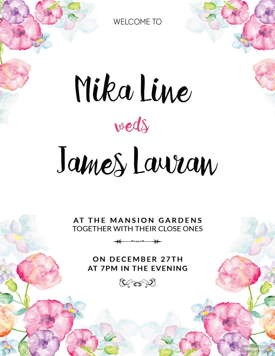 Watercolor Floral Wedding Invitation Template