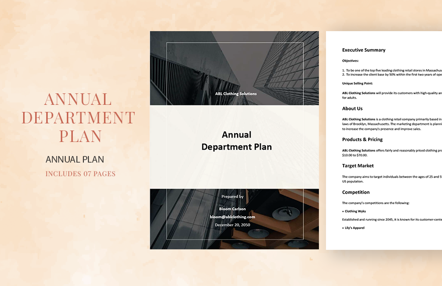 Sample Annual Department Plan Template