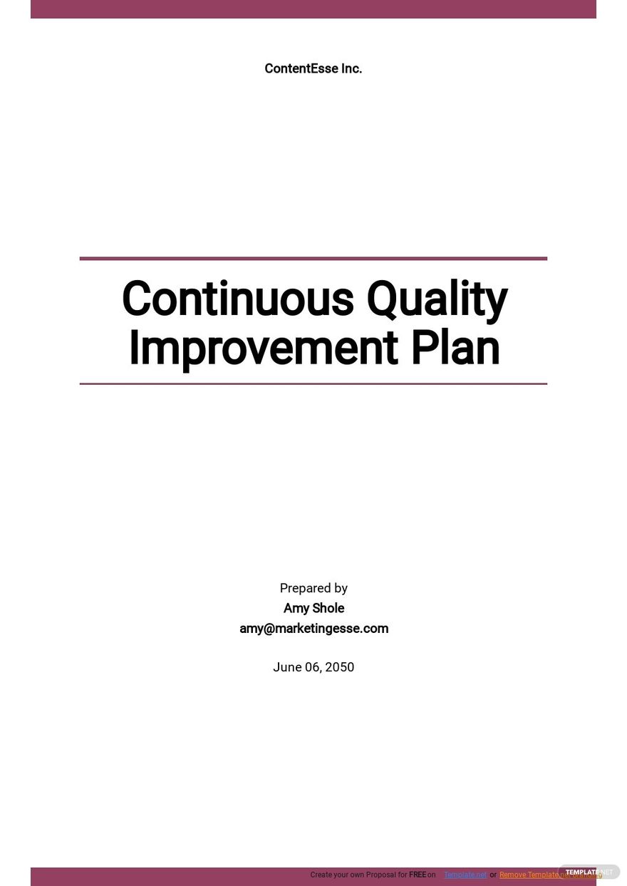 Health and Safety Continuous Improvement Plan Template - Google Docs ...