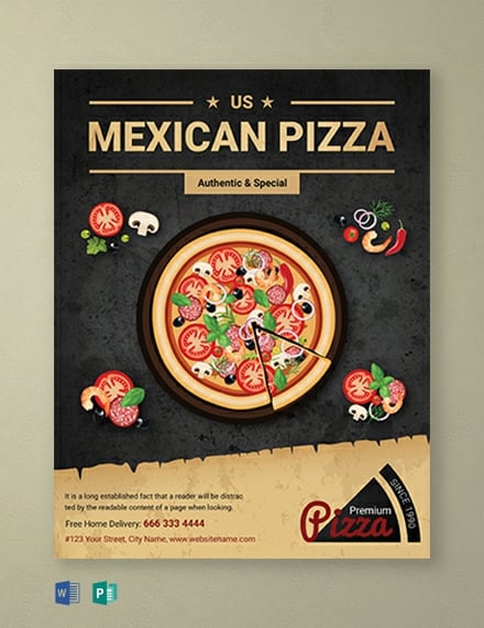 free restaurant mexican pizza flyer template 440x570 1
