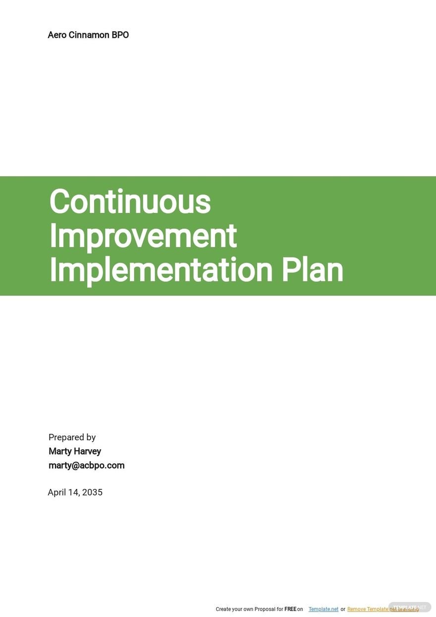 Continuous Improvement Plan Template