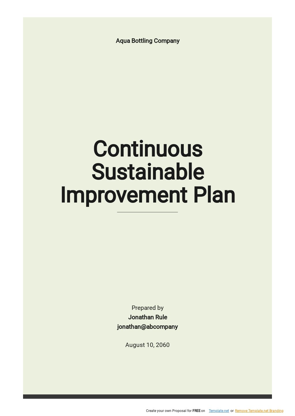 Continuous Sustainable Improvement Plan Template 