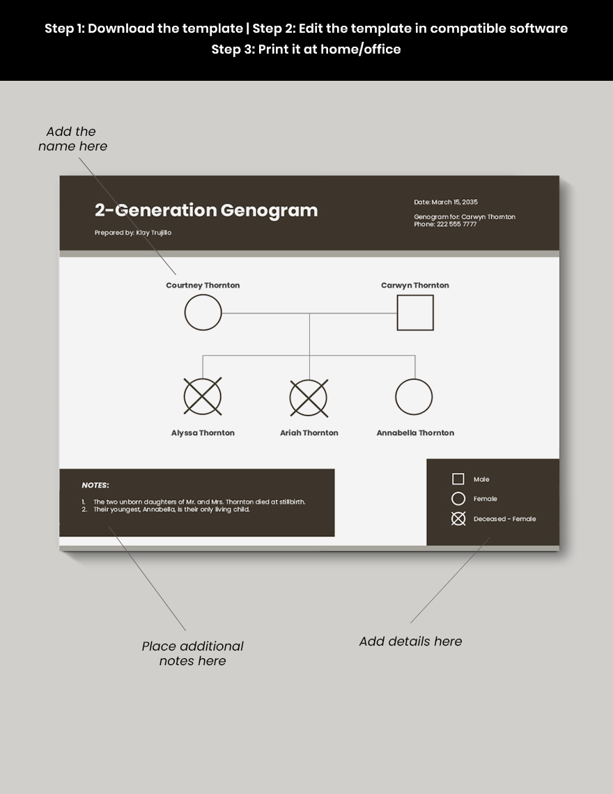 2 Generation Genogram Template