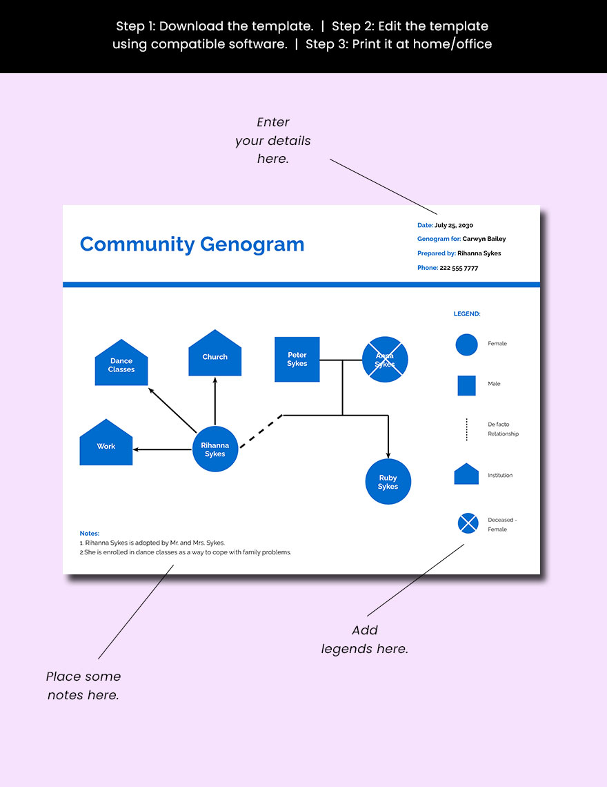 Blank Community Genogram Template
