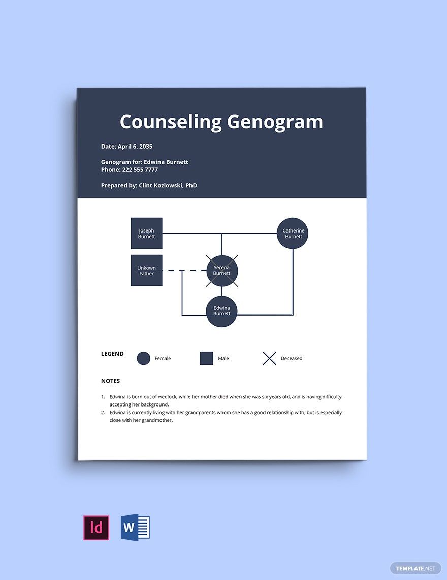 Sample Counseling Genogram Template