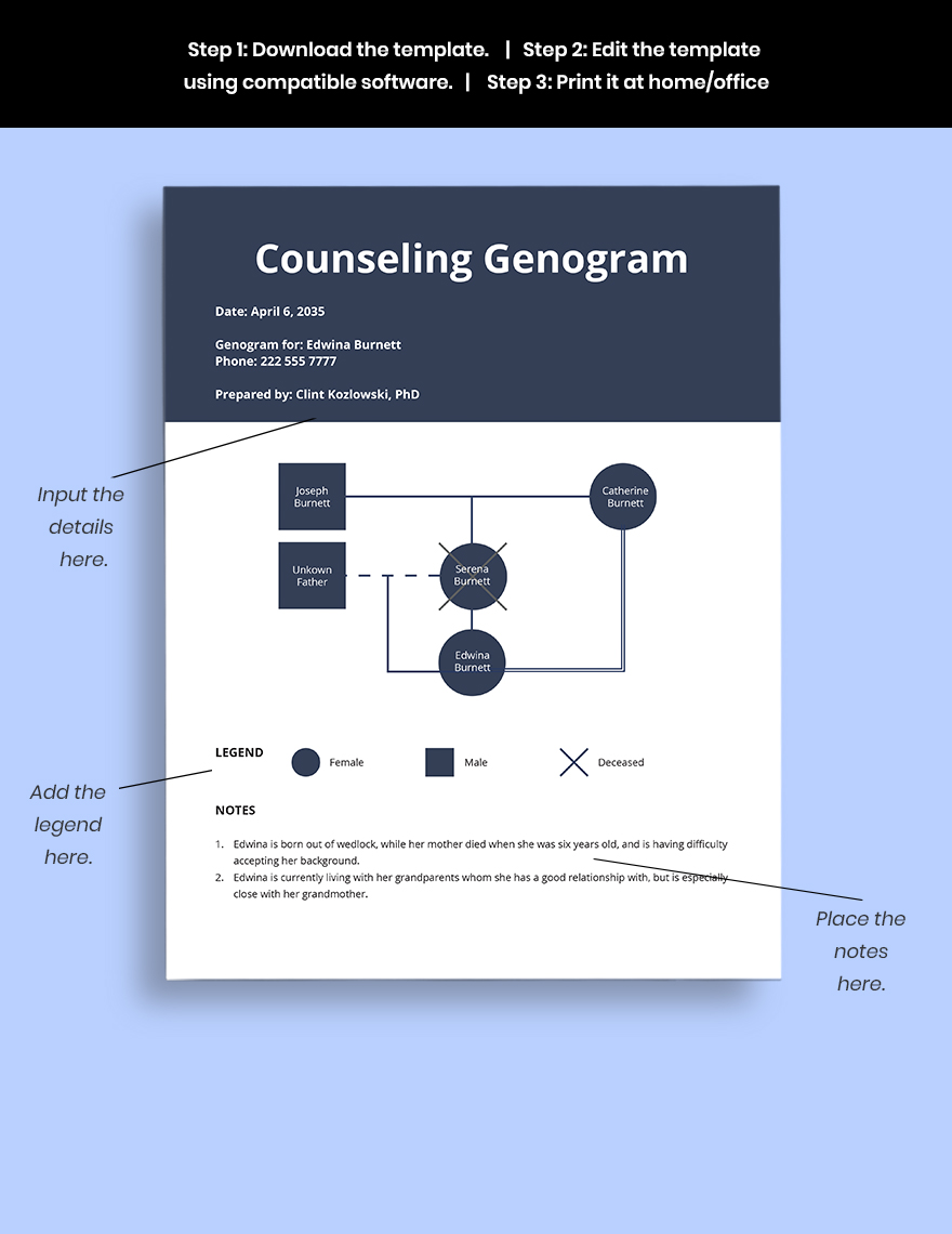 Sample Counseling Genogram Template