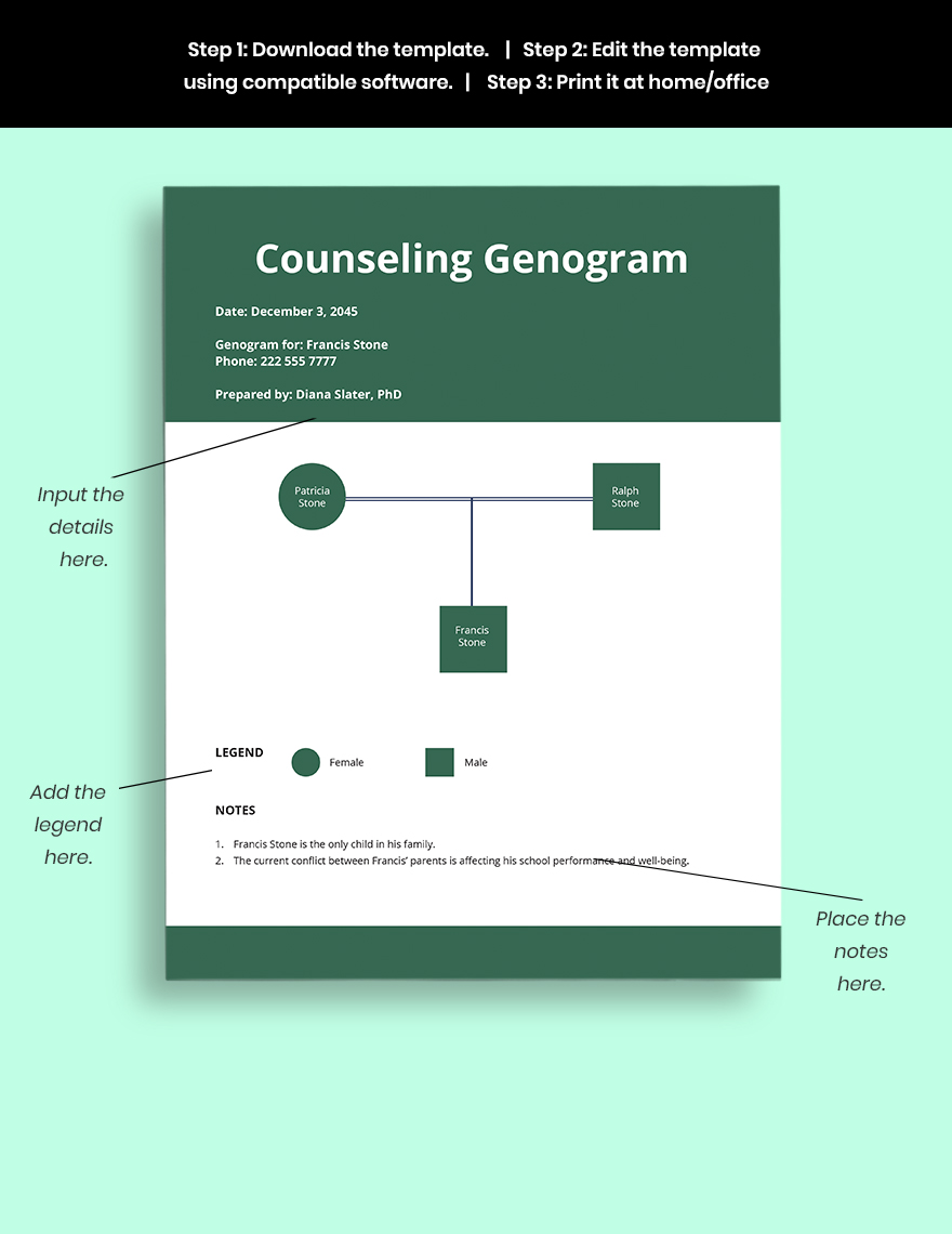 Simple Counseling Genogram Template