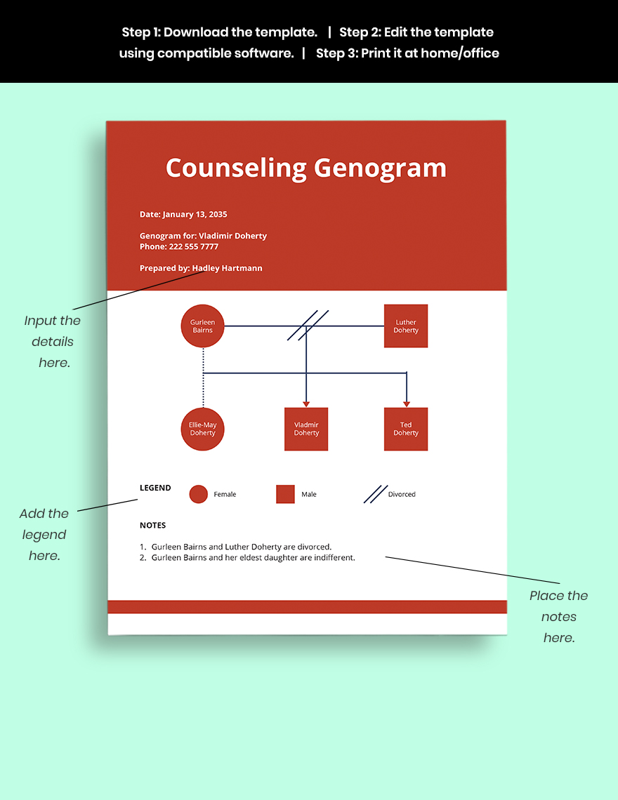 Basic Counseling Genogram Template