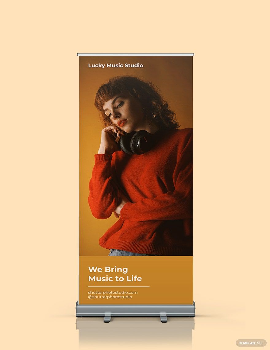 Music Studio Rollup Banner Template in Word, Google Docs, Apple Pages, Publisher
