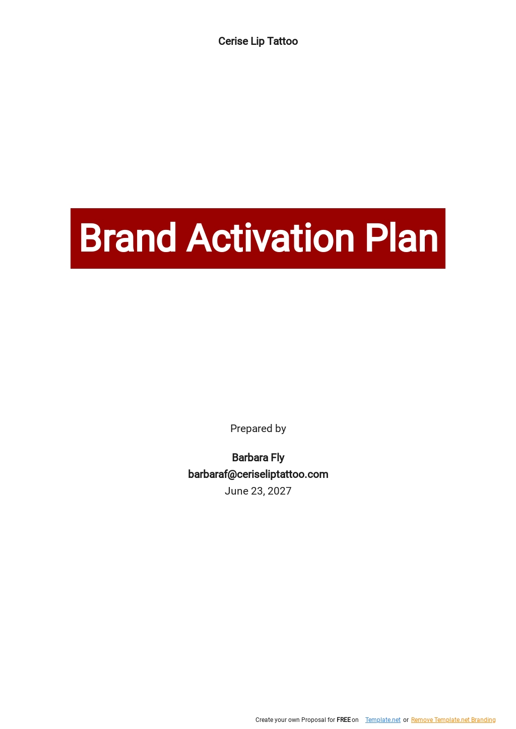 Free Sample Brand Activation Plan Template